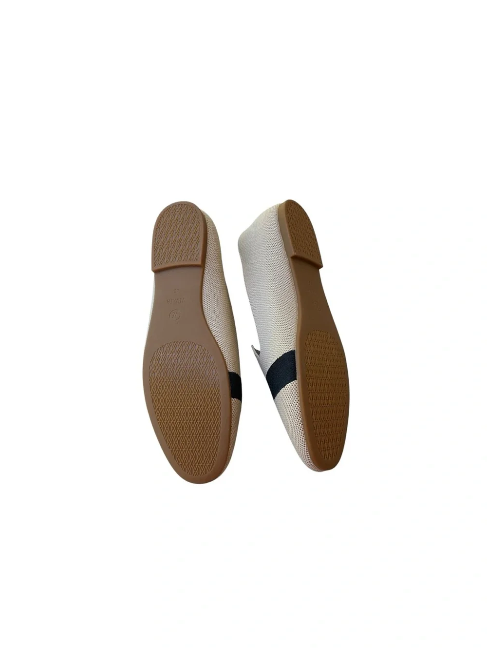 New VIVAIA Audrey Embroidered Cat Loafers Round-Toe Beige Black Slip On 42